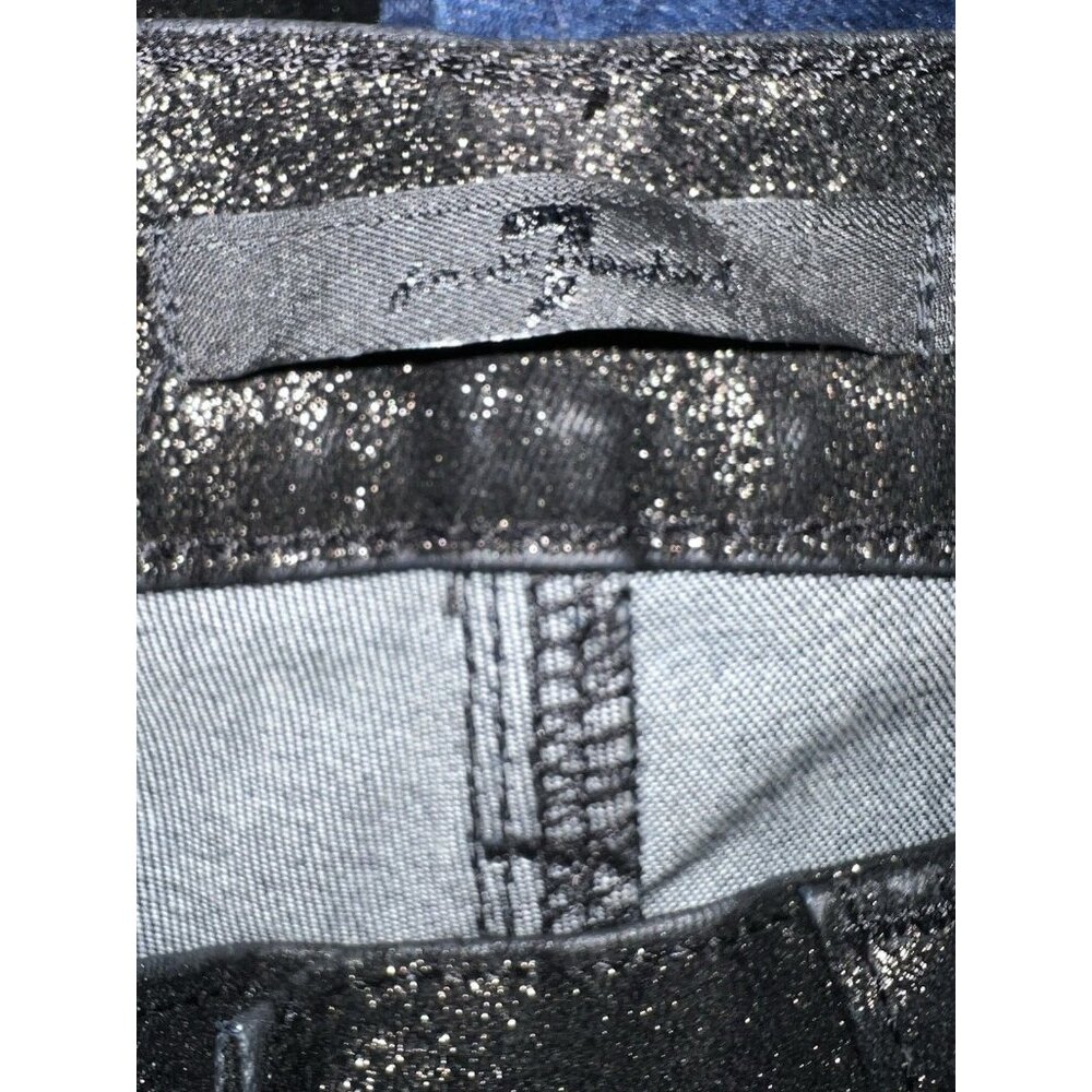 Seven For All Mankind NWT Shimmer Black Pants Women's‎ size 27 - Picture 4 of 10